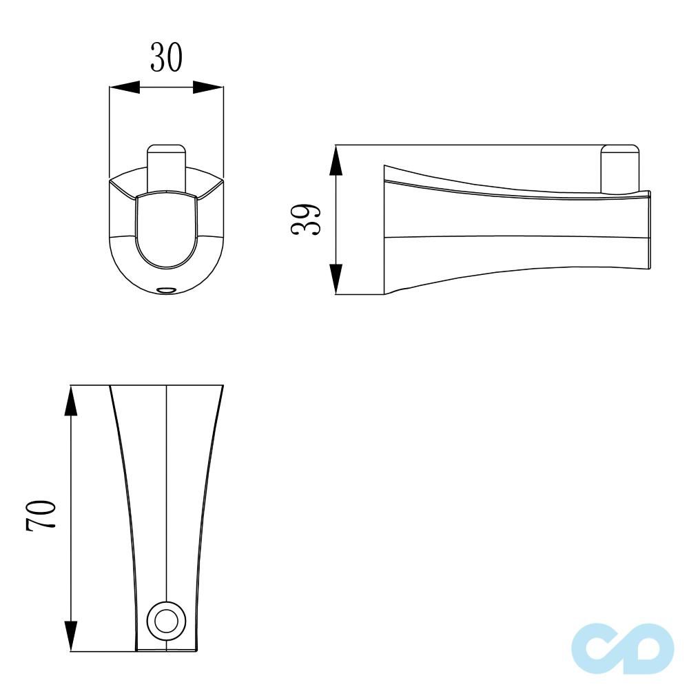 чертеж Крючок для ванной Imprese Cuthna 100280 antiqua