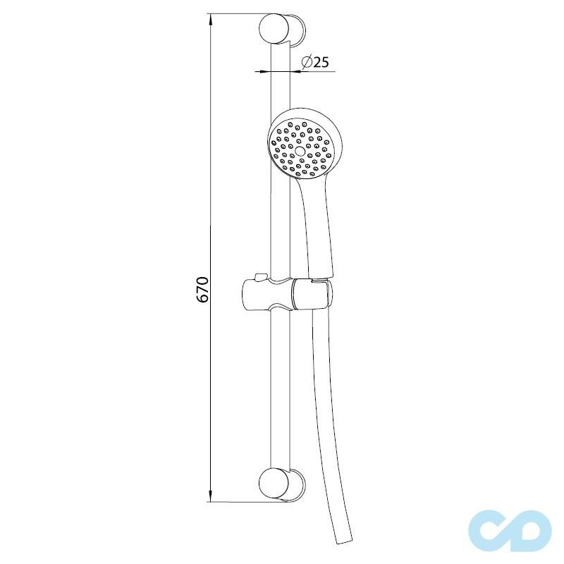 креслення Душовий гарнітур Imprese R670SD+1115+W100R1 BN
