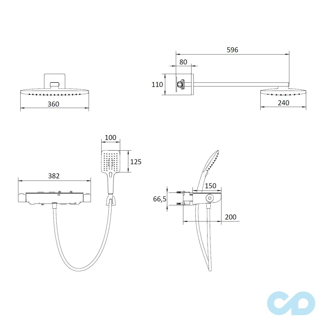 креслення Душова система прихованого монтажу Imprese Centrum SQP VR-15610B