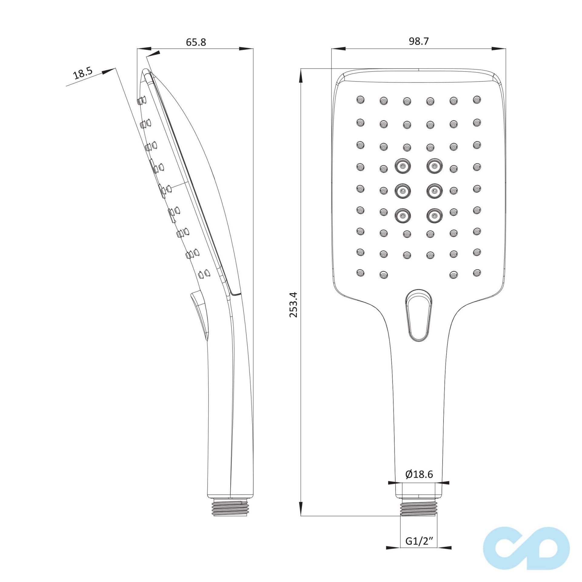 технічна схема Душова система прихованого монтажу Imprese Centrum SQP VR-15610B