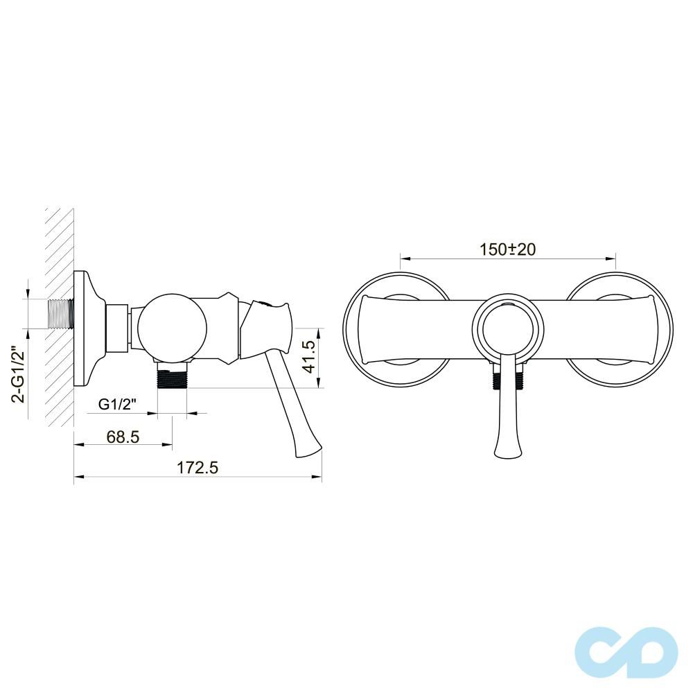 креслення Змішувач для душа Imprese Podzima Ledove ZMK01170108