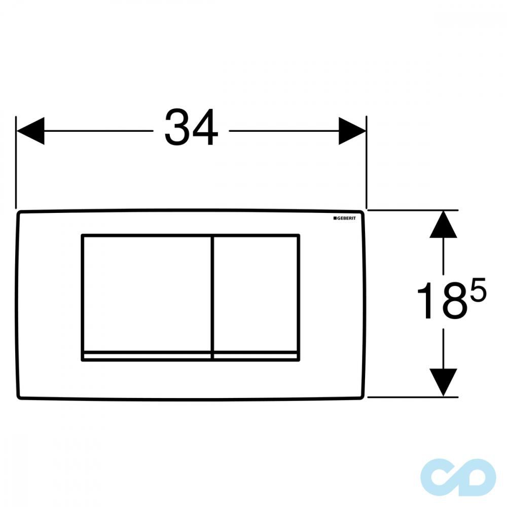 креслення Кнопка змиву Geberit Twinline30 115.899.KJ.1