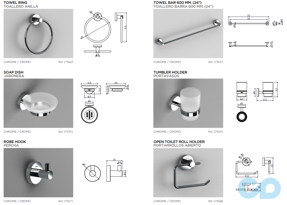 креслення Набір аксесуарів у ванну Sonia Loop 179718