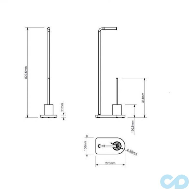 чертеж Подставка с бумагодержателем и ёршиком Sonia Nomad 176243