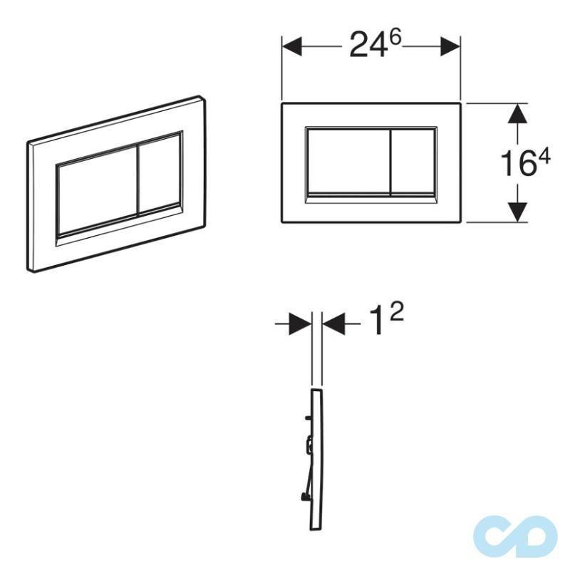технічна схема Інсталяція для унітазу Geberit Duofix 111.300.00.5 + 115.883.14.1 із захистом від слідів пальців