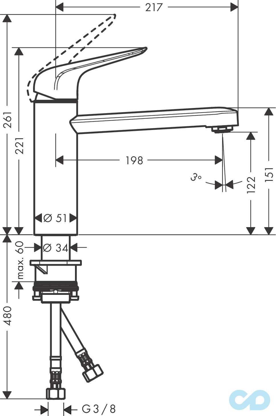 креслення Кухонний змішувач Hasngrohe Focus M42 71806800
