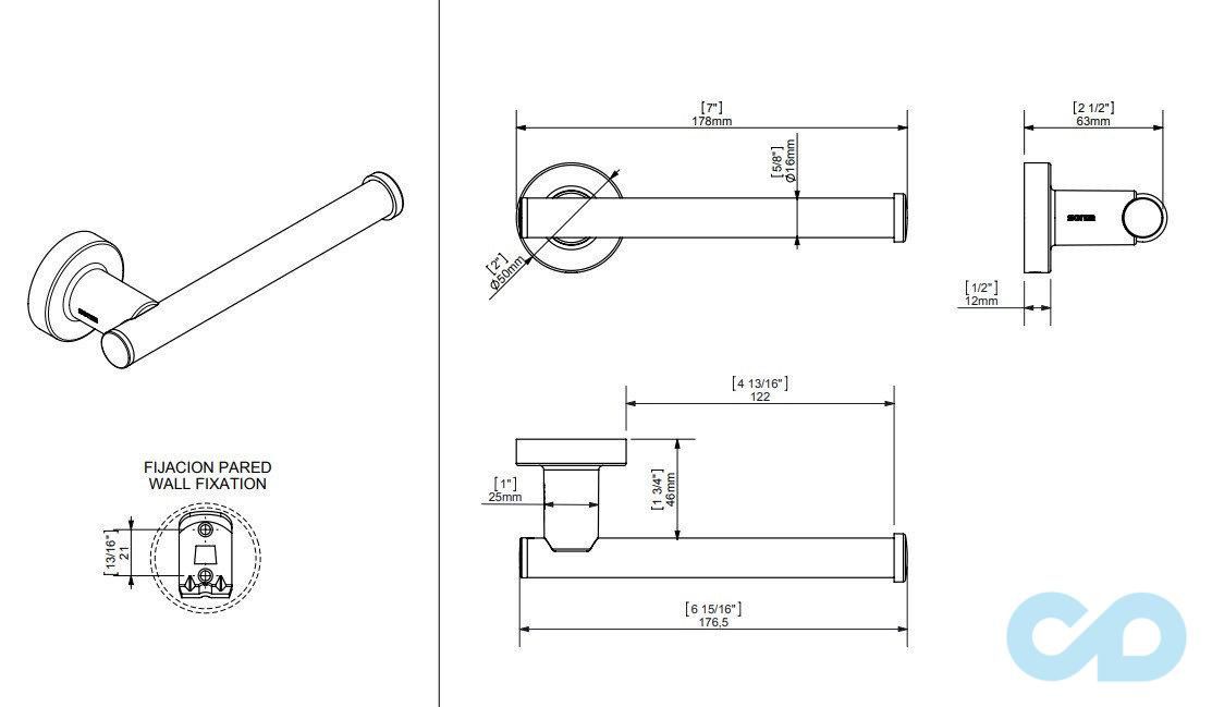креслення паперотримач Sonia Tecnoproject White 166152