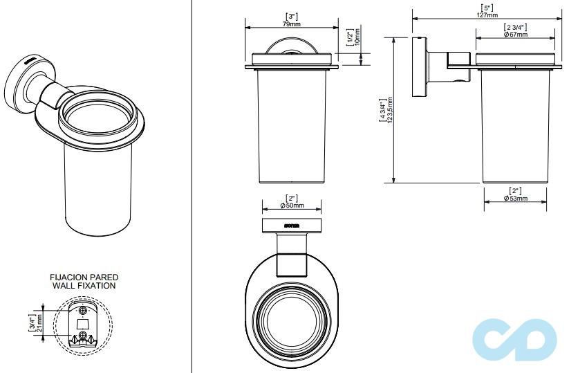 креслення Стакан для зубних щіток Sonia Tecnoproject White 166114