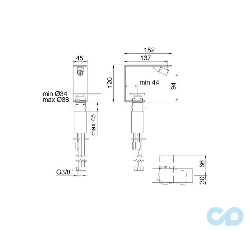 креслення Змішувач для біде Treemme 5mm 2822_5M