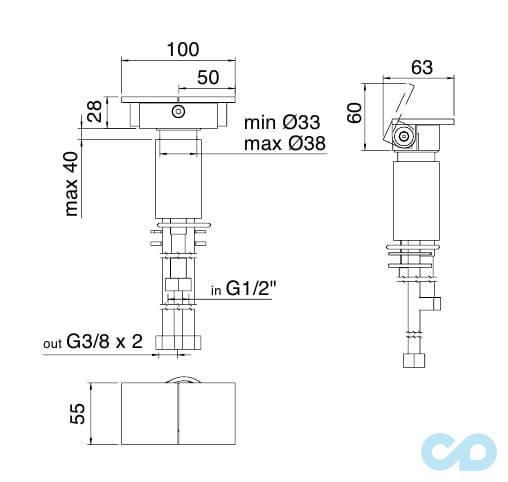 чертеж Смеситель удалённого управления Tremmee 5mm 2571_01