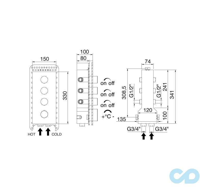 чертеж Термостат скрытого монтажа Tremmee 5 mm 2594