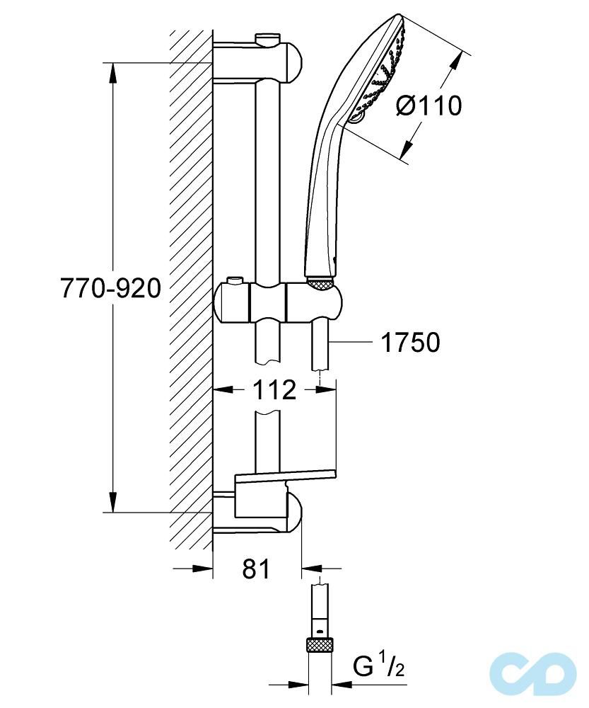 креслення Душовий гарнітур Grohe Euphoria 27226DL1