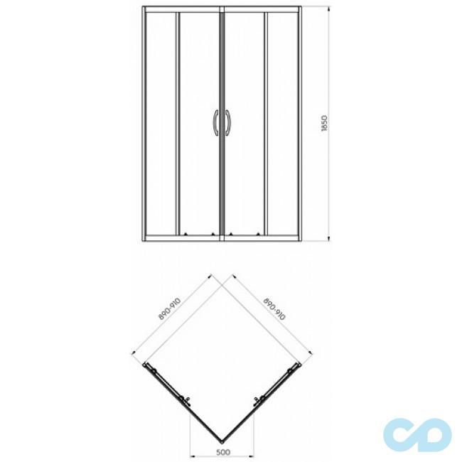креслення Душова кабіна Kolo Rekord з піддоном PKDK90222003 + XBK1690000