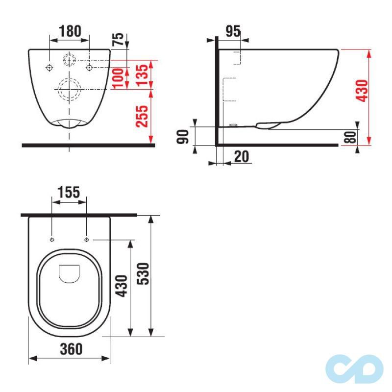 технічна схема Інсталяція Grohe Rapid SL 38721001 c підвісним унітазом Jika Mio H8207140000001 