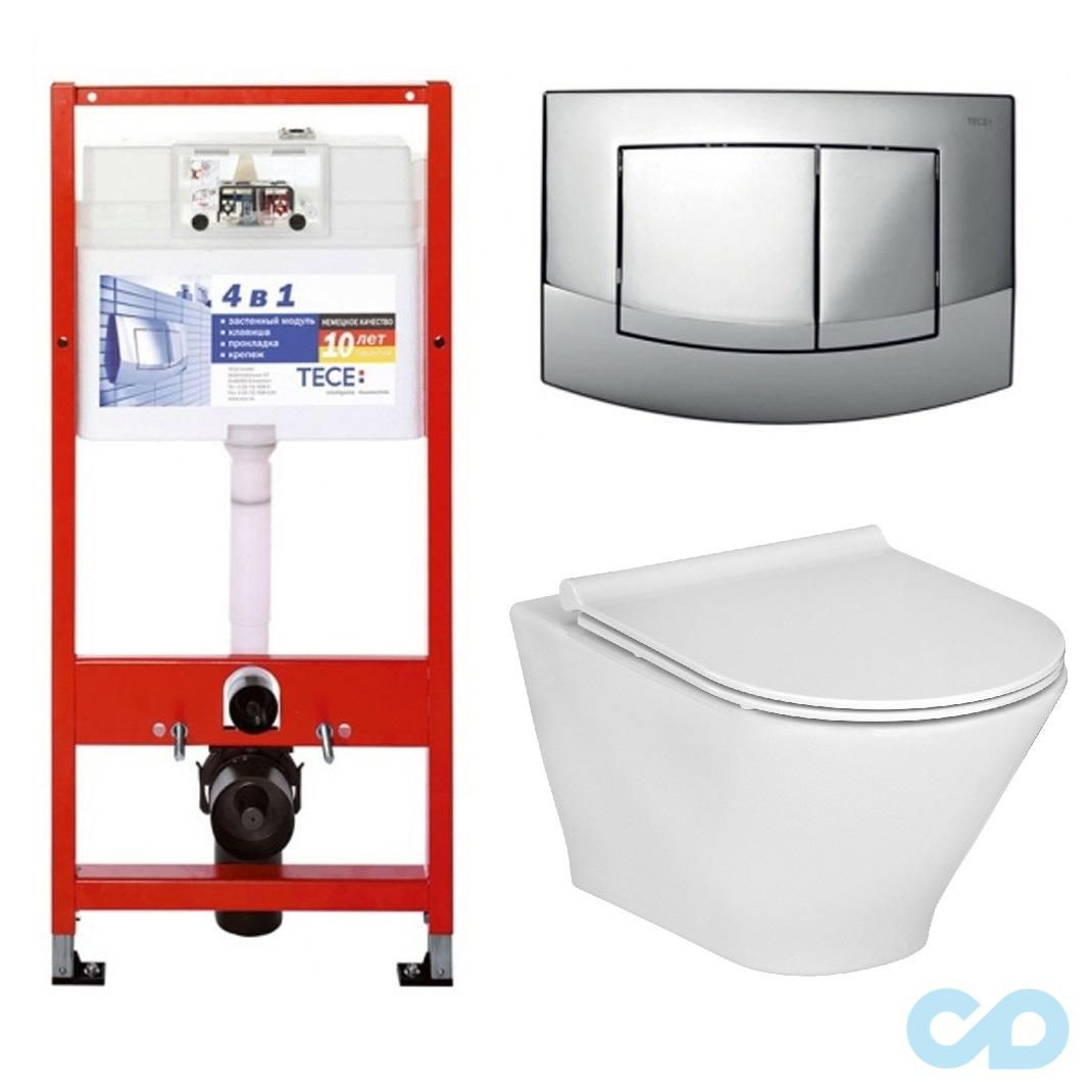 Інсталяція для унітазу Tece Base 9400005 з підвісним унітазом Roca Gap A34H0N8000