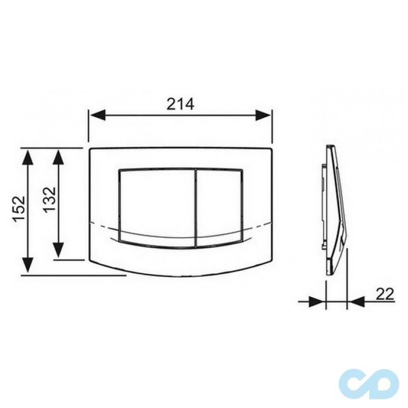 Інсталяція для унітазу Tece Base 9400006 з підвісним унітазом Laufen Pro H8209660000001 технічна схема 2