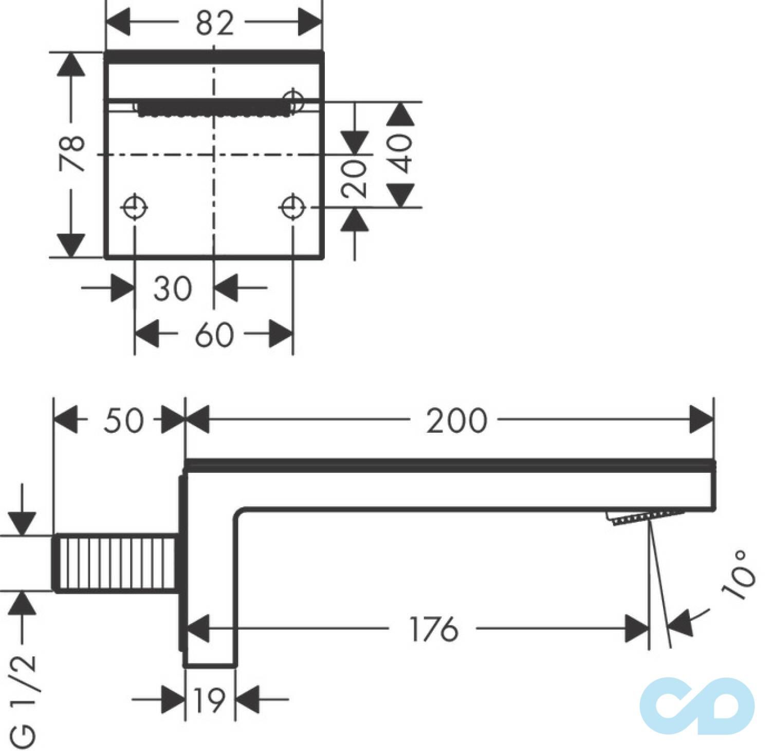 креслення Вилив для ванни Axor MyEdition 47410600