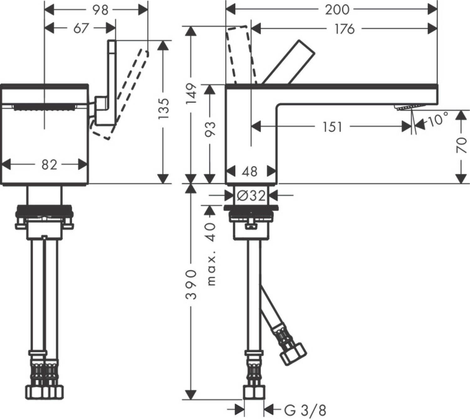 креслення Змішувач для раковини Axor MyEdition 47010000