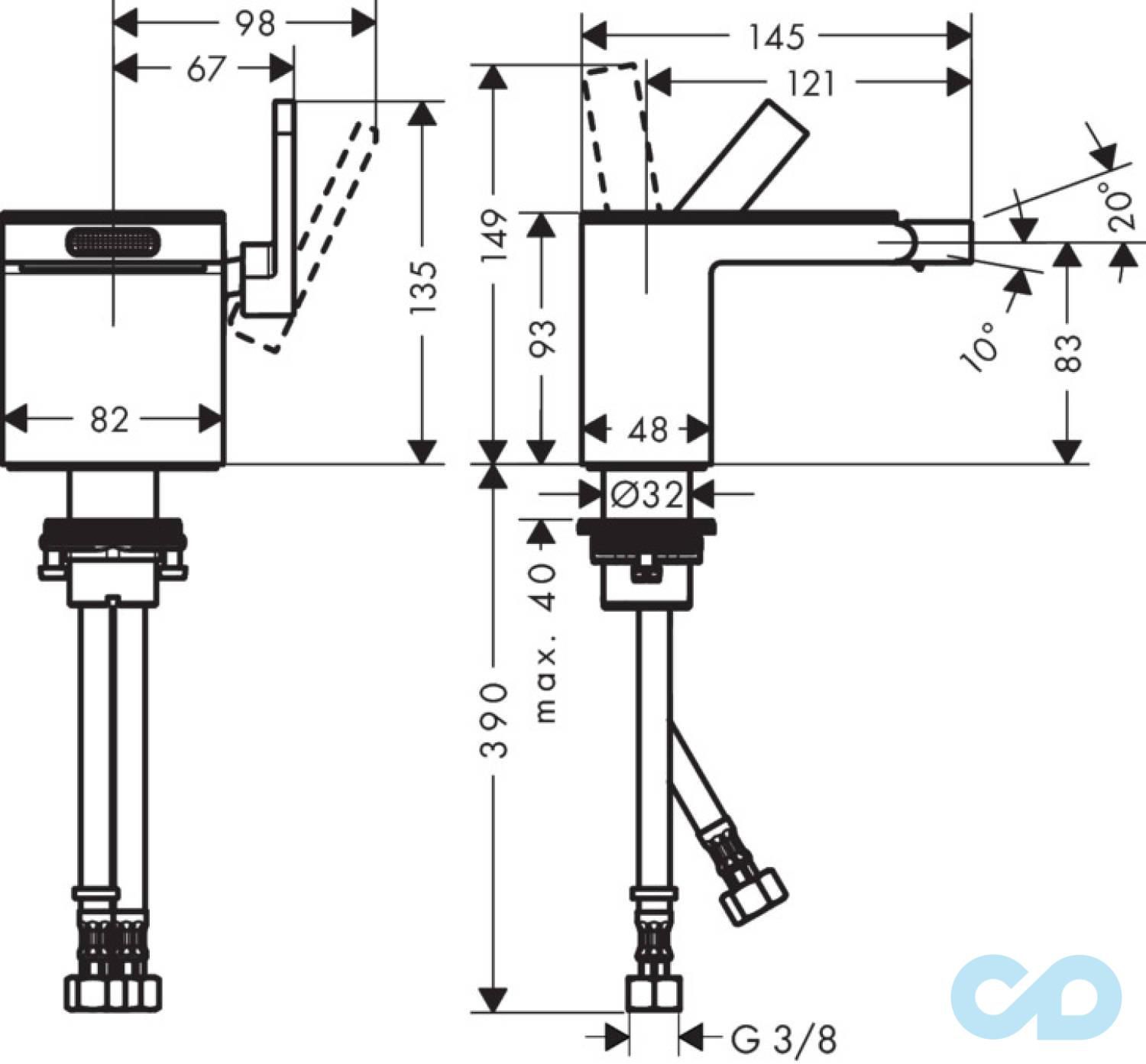 креслення Змішувач для біде Axor MyEdition 47210600