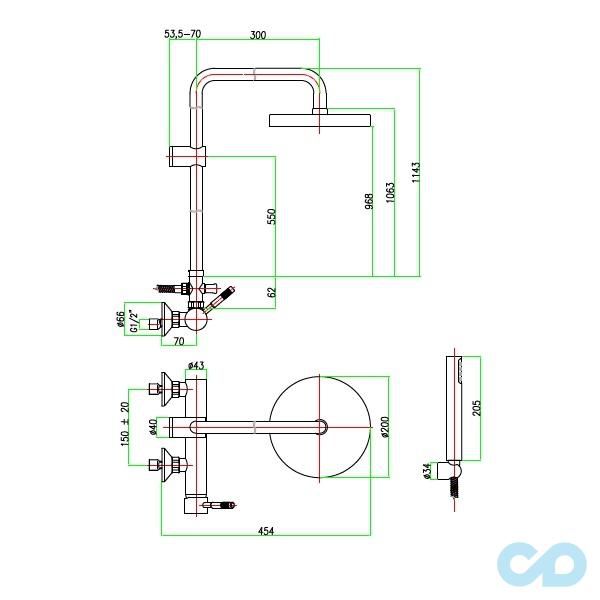 креслення Душова система Fiore Xenon 44NN5168
