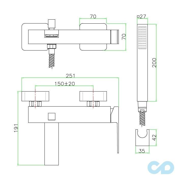 чертеж Смеситель для ванны Fiore Kube 100NN8552