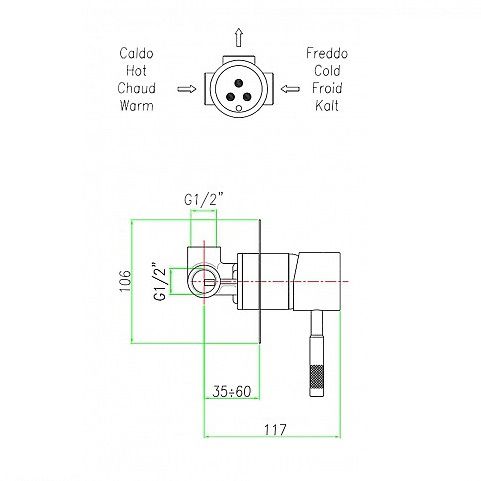креслення Змішувач для душа Fiore Xenon 44CR7515