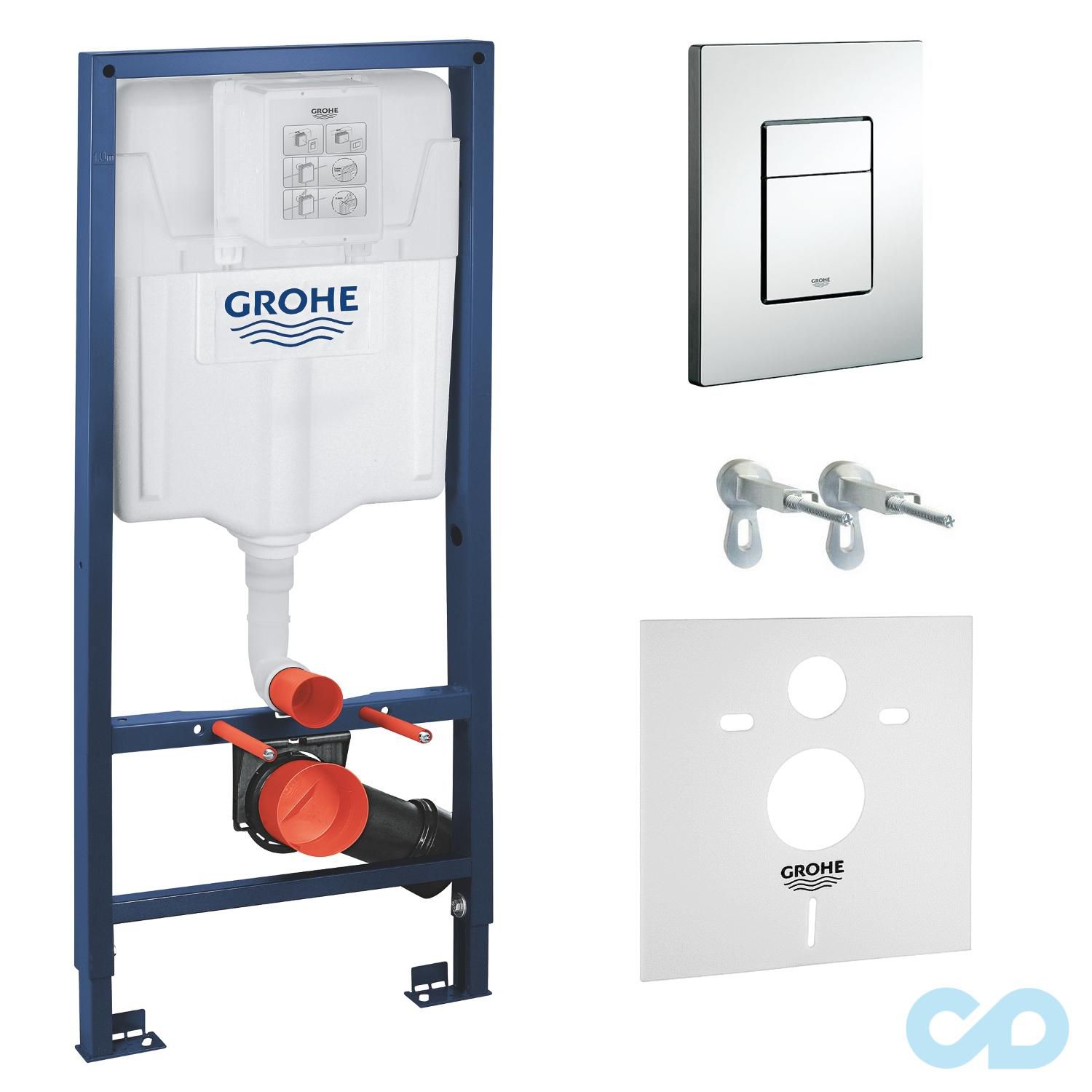 дизайн Інсталяція Grohe Rapid SL 38772001 c підвісним унітазом Roca Victoria Rimless A34H398000 