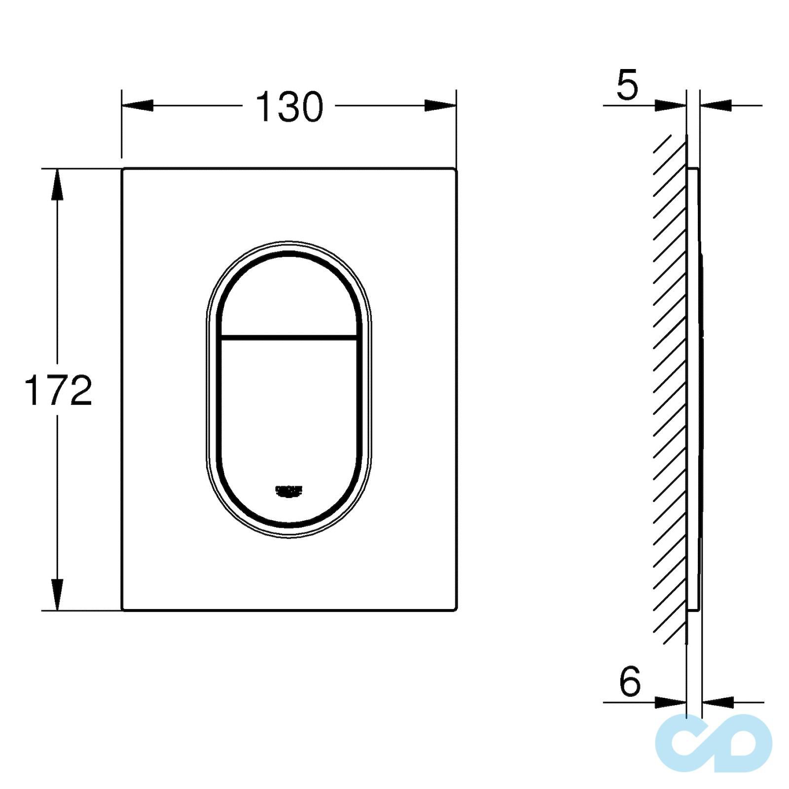 Інсталяція Grohe Rapid SL 39504000 c підвісним унітазом Roca Victoria Rimless A34H398000 (оновлена ​​клашіва змиву) технічна схема 2