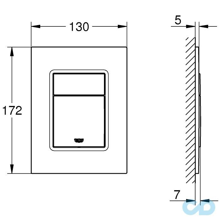 Інсталяція Grohe Rapid SL 39501000 c підвісним унітазом Roca Victoria Rimless A34H398000 (оновлена ​​клавіша змиву) технічна схема 2