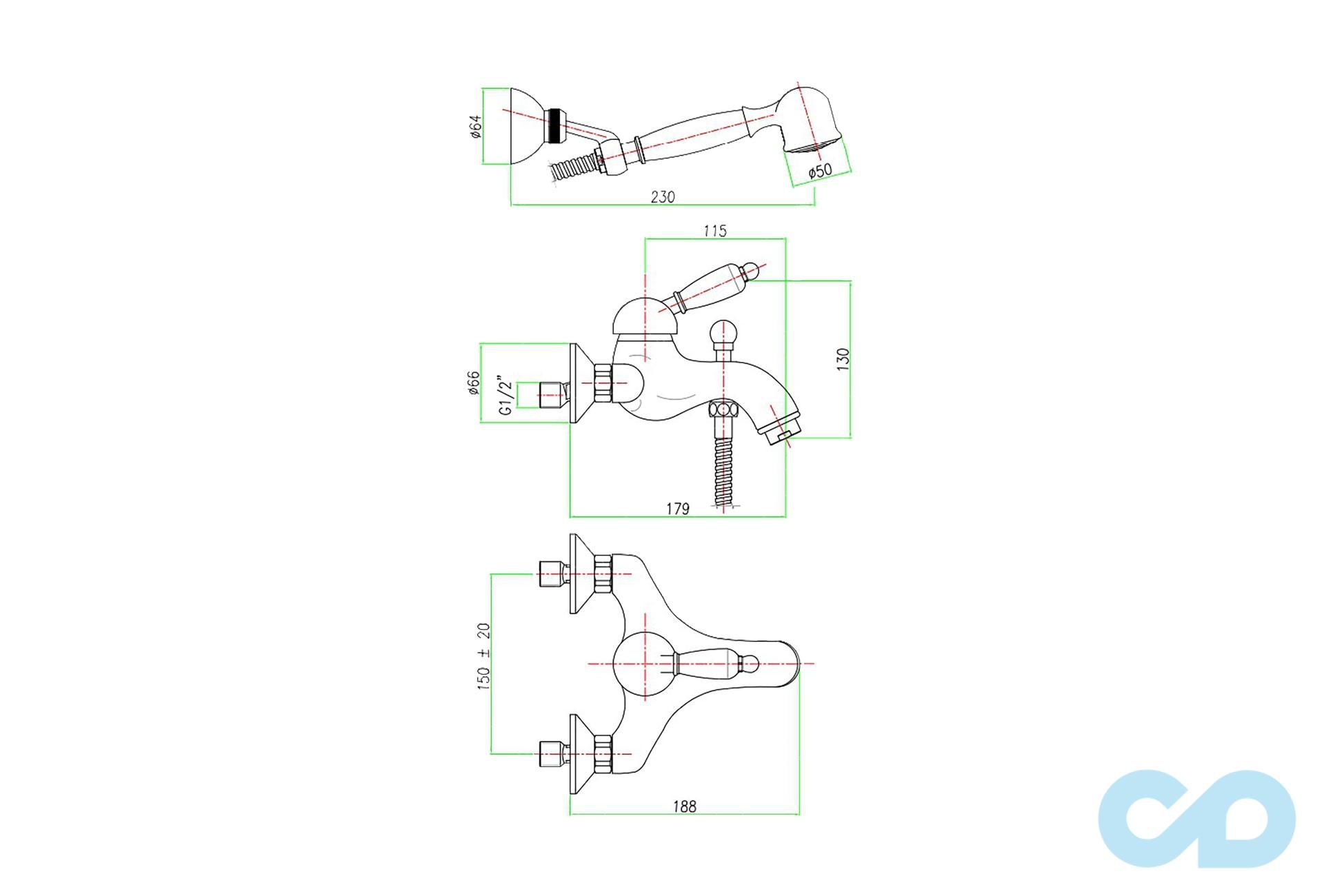 креслення Змішувач для ванни Fiore Imperial 83ZZ5103
