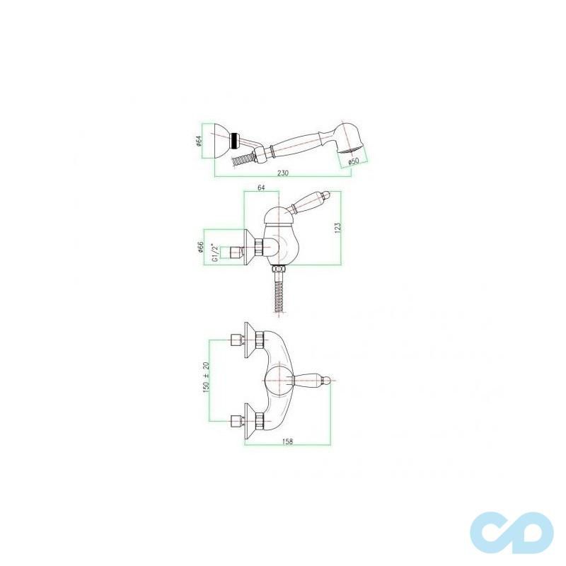креслення Змішувач для душа Fiore Imperial 83ZZ5127