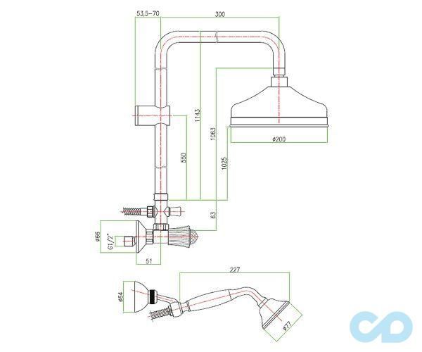 креслення Душова система Fiore Venere Sky 13CR0620