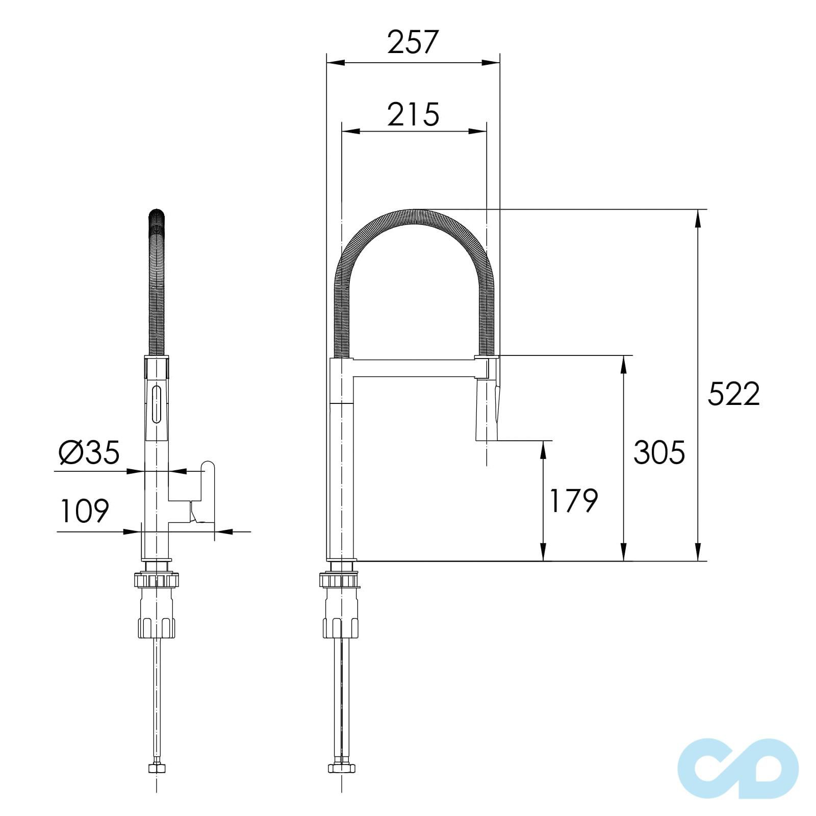 креслення Кухонний змішувач Imprese BOA SS 55910