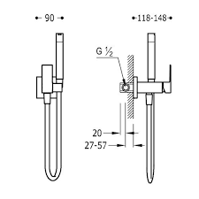 креслення Набір гігієнічного душа Tres Cuadro 00612301NM 
