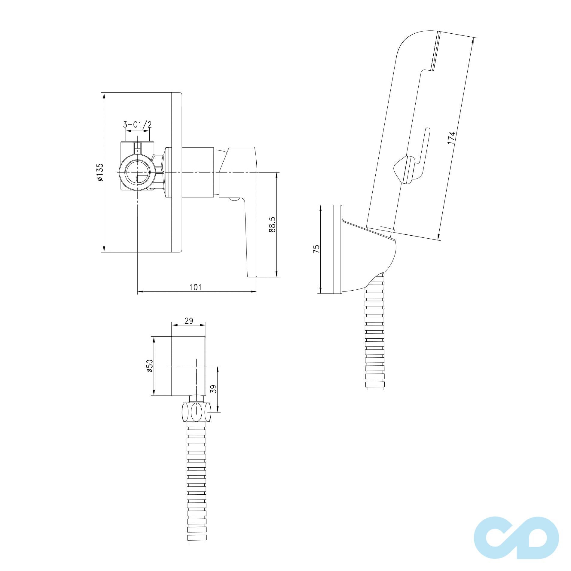 креслення Гігієнічний душ Volle Benita 15175200