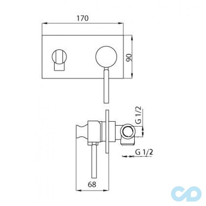 креслення Гігієнічний душ Bugnatese Kobuk KOBCR2266