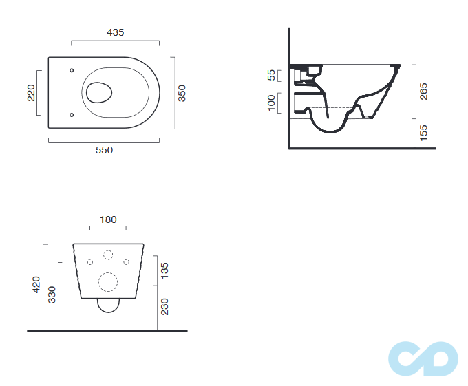 чертеж Унитаз подвесной Catalano Classy 1VS55RZEBO