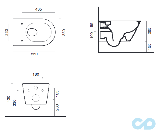 креслення Унітаз підвісний Catalano Classy 1VS55RZEBA