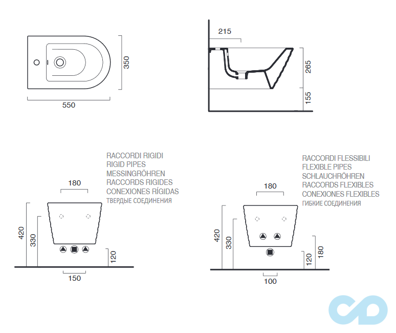 креслення Біде підвісне Catalano Classy 1BS55ZEBA