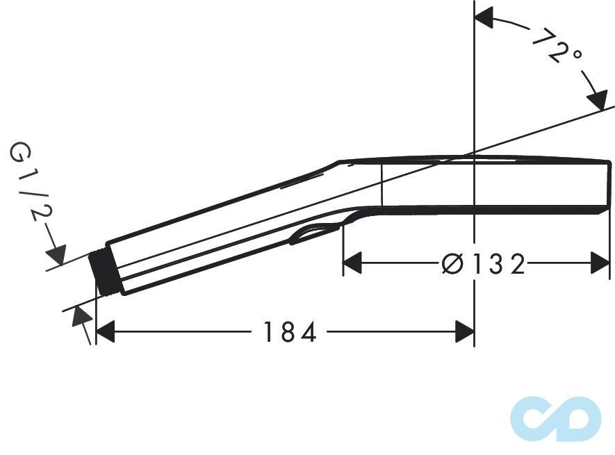 креслення Ручний душ Hansgrohe Rainfinity 3jet 26864700 білий матовий