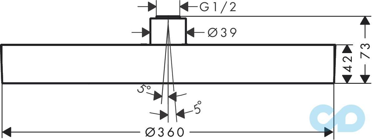 креслення Верхній душ Hansgrohe Rainfinity 1jet 26231000