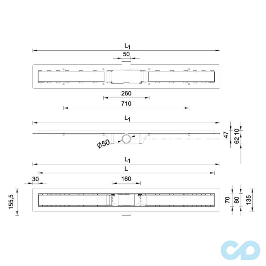 креслення Душовий канал Styron 
