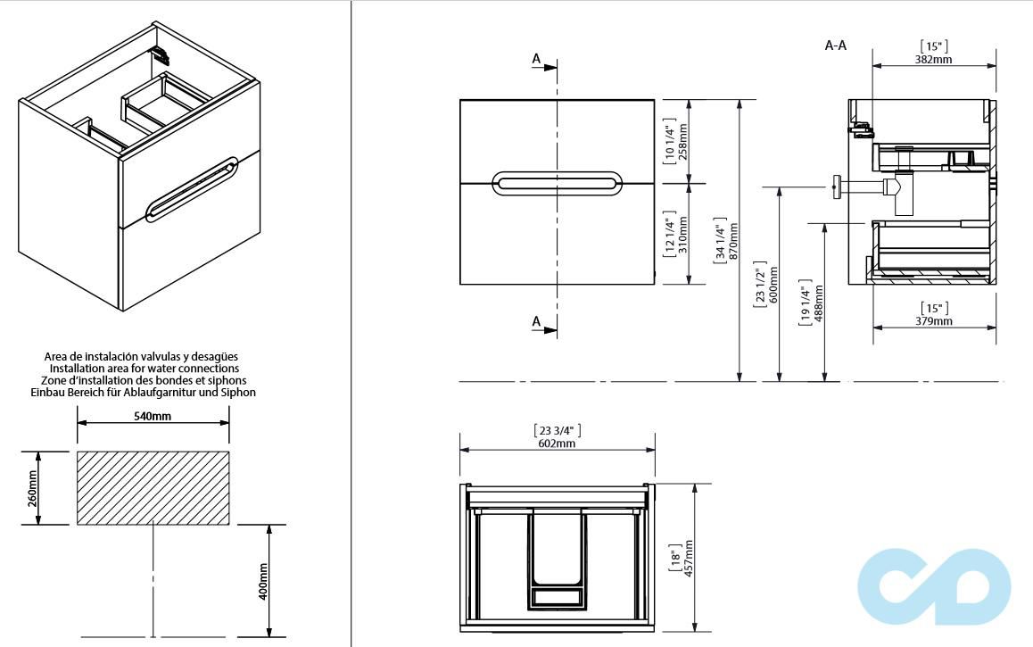 креслення Тумба підвісна Sonia Play 60 167463