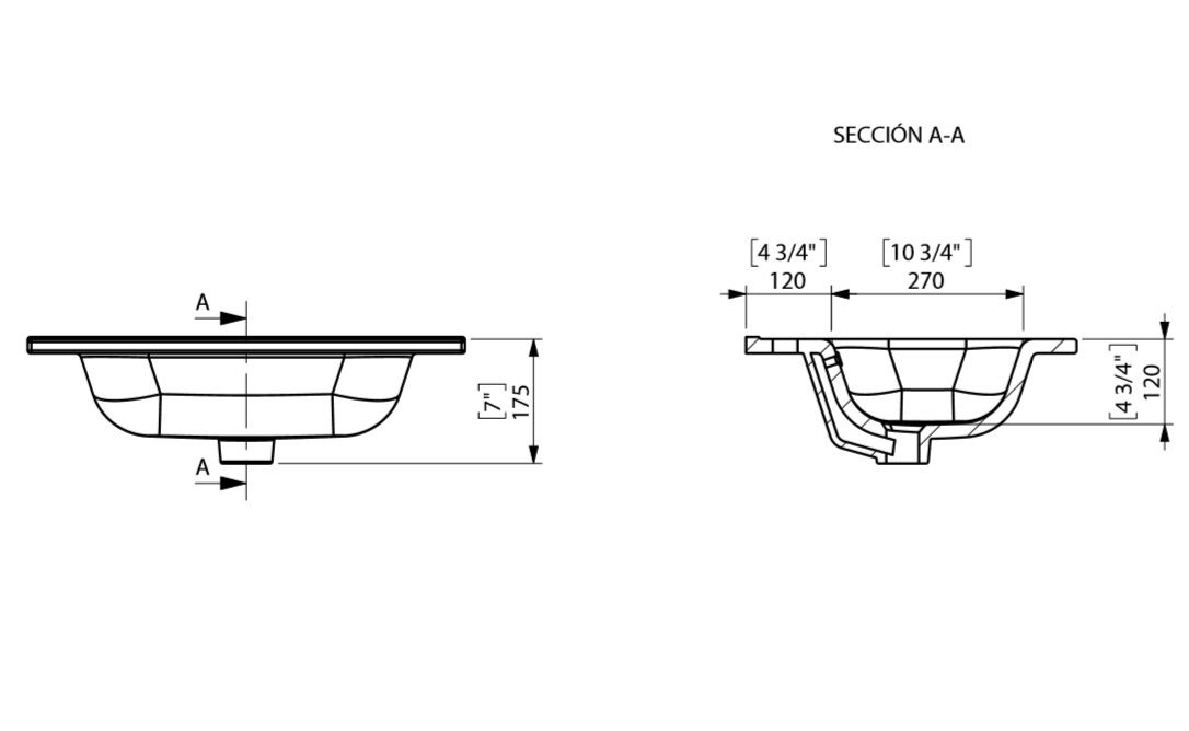 технічна схема Раковина під тумбу Sonia Play 161416