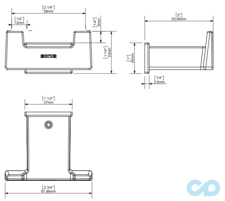 креслення Гачок Sonia S-Cube Black 173006