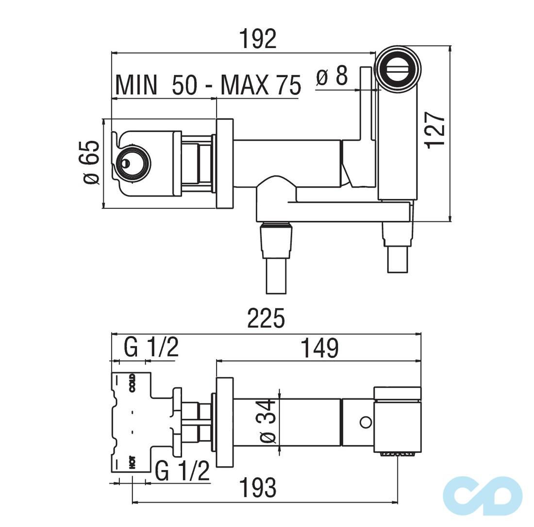 креслення Гігієнічний душ Nobili AV00600CR