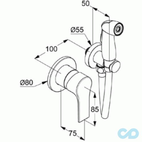креслення Набір гігієнічного душа Kludi Zenta 489990565