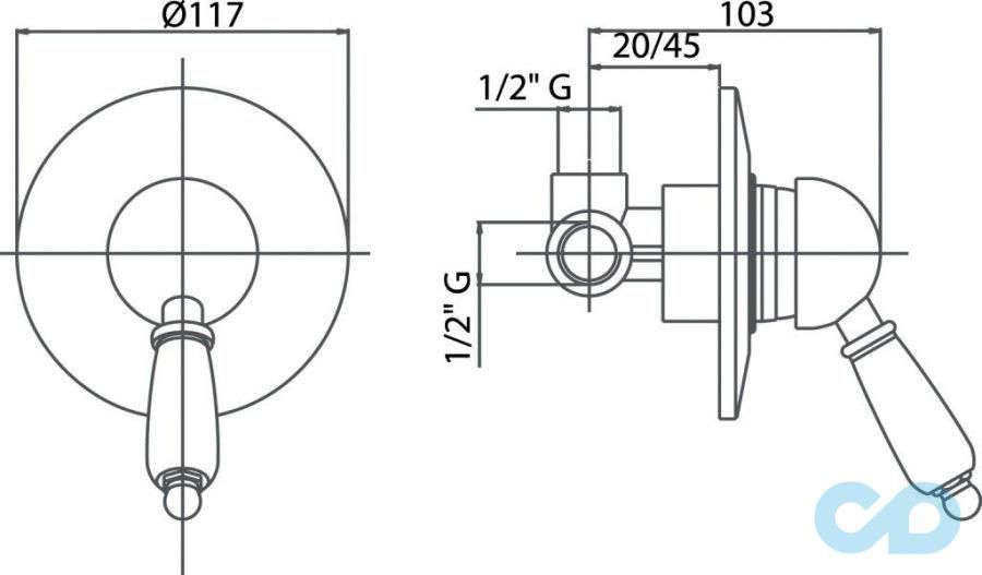 креслення Змішувач прихованого монтажу Fiore Imperial 83OO5130