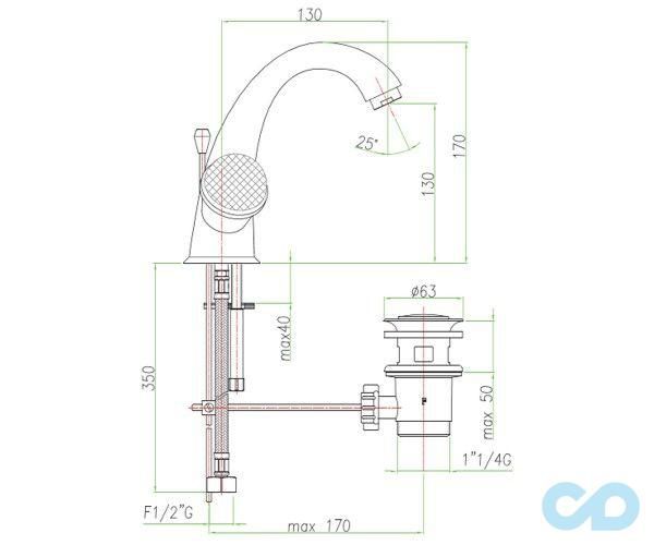 креслення Змішувач для раковини Fiore XT Sky 17OO0623