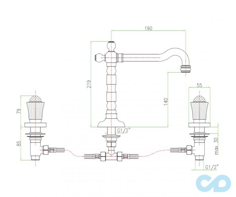 креслення Змішувач для раковини Fiore Venere Sky 13OO0629